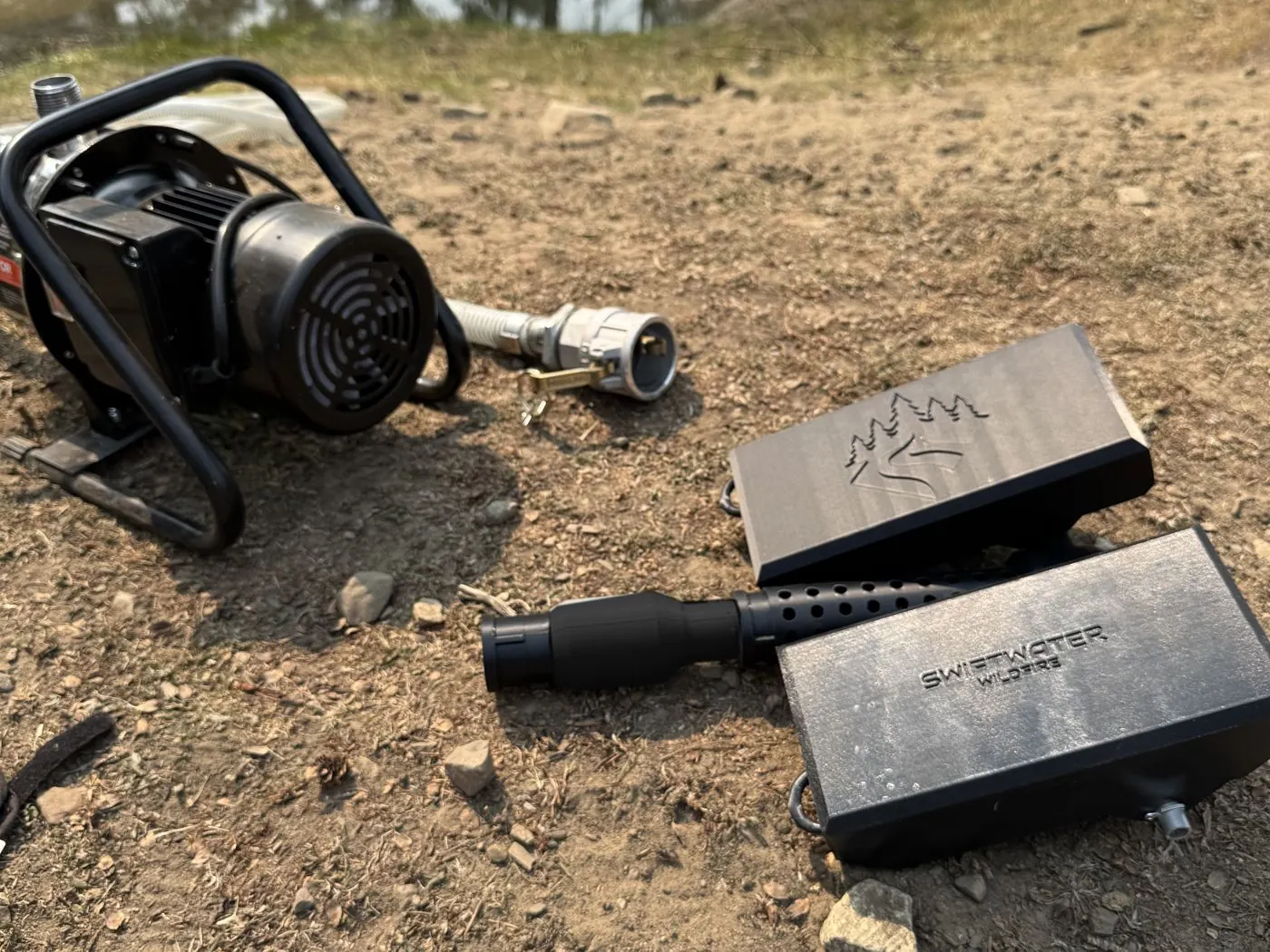 1-inch float intake beside an electric irrigation pump