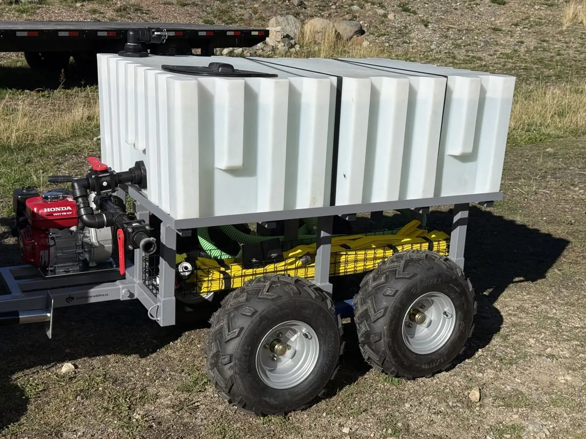 RAID Trailer showing tanks, Honda pump and valving